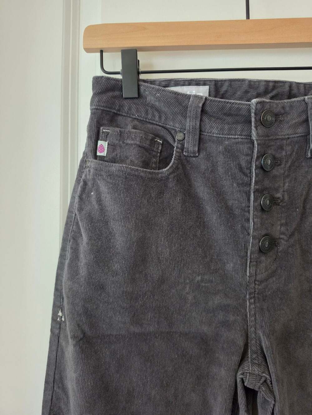 Stio Organic Cotton Corduroy Pants Women's High Rise Button Fly Wide Leg Gray - Picture 4 of 7